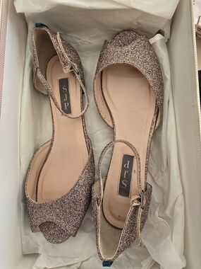 SJP by Sarah Jessica Parker Rose Gold Glitter Peep-Toe Flats